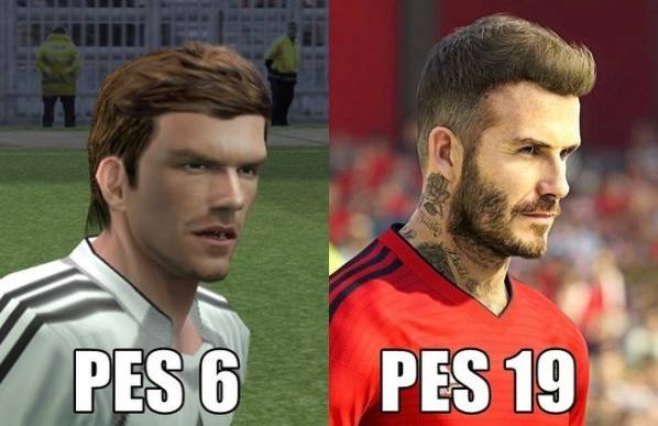 Wygląd Beckhama: PES 6 vs. PES 19